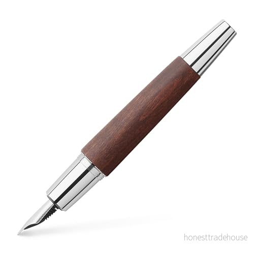 Faber Castell 148213 reservoarpenna e motion trä/krom, fjäder: B, inklusive presentförpackning, skaftfärg: mörkbrun/silver 4005401482130