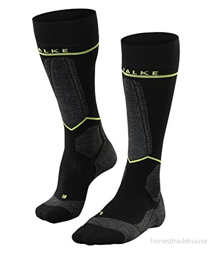 FALKE herr Skidstrumpor SK Energizing Wool M Kh ull funktionsmaterial med kompression 1 par, Svart Black-Lightning 3171 - Omkrets vader W2, 43-46 W2 4043874146517