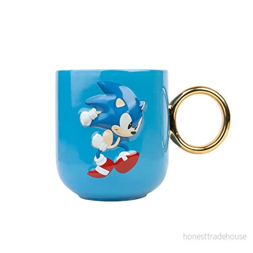 Grupo Erik Sonic The Hedgehog 3D Ceramic Mug 35 cl 350 ml 3.5 x 3.7 inches 9 9.5 cm Coffee Tea Party Supplies 8435497265519