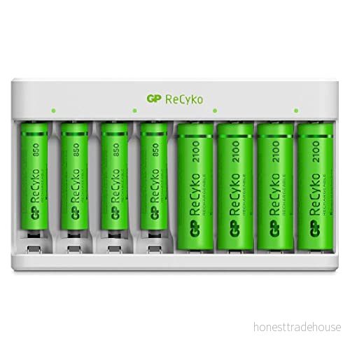 GP Batterier Recyko E811 8 Slot Charger, 4 AA + AAA 4891199210150