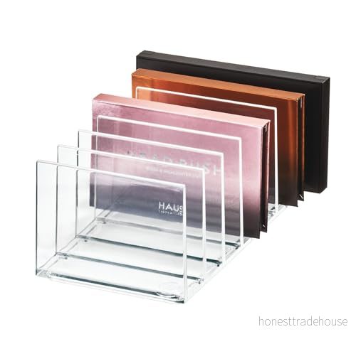 iDesign Hylla från signaturserien av Sarah Tanno, 7 fack sminkpalettorganiserare tillverkad PET plast, kosmetiskt förvaringssystem, klar/matt vit, 20,5 x 10,2 9,3 cm 81492953128