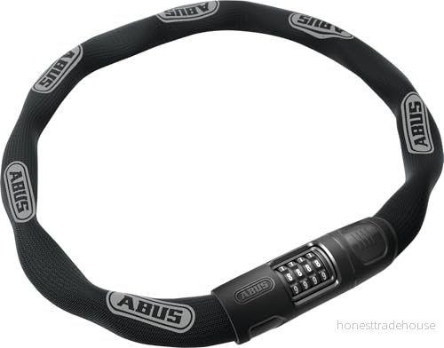 ABUS 8808C kedjelås robust kombinationslås i speciellt härdat stål lättlästa siffror med lock säkerhetsnivå 9110 cm svart 4003318614941