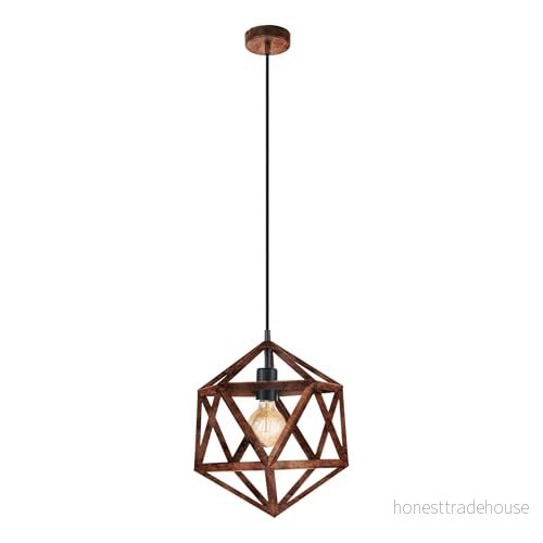 Eglo Hänglampa embleton, 1 glödlampa hänglampa, industriell, vintage, retro, stålhänglampa i antik koppar, matbord, vardagsrum, hängande med E27 fattning, Ø 30,5 cm 9002759497972