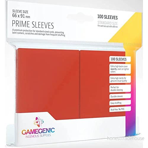 Gamegenic GGS11015ML Prime Sleeves (100 Pack), Red 4251715402139