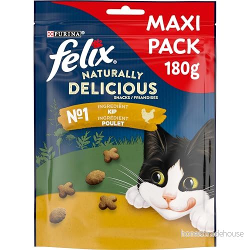 FELIX Naturally delicious snacks vuxen kattgodis kyckling med en touch av gräs 180 g 7613287171559