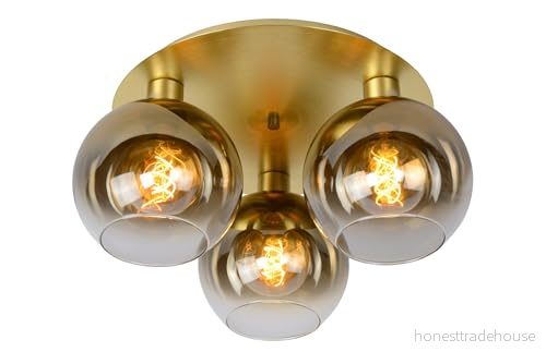 Lucide Marius taklampa, guld, Ø 50 cm, glas, 3 lampor 5411212740991