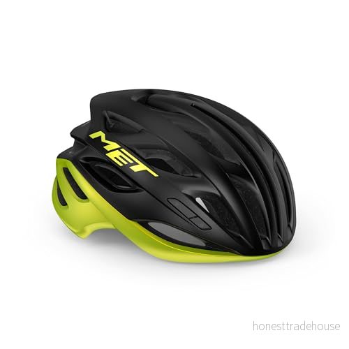 Road cykelhjälm MET Estro storlek M (5658 cm) svart/lime gul metallisk 8015190275833
