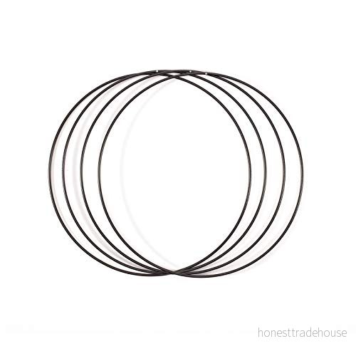 Vaessen Creative Metallringar Ø 25 cm x 3 mm i Färgen Svart 4 Stålringar Cirkel Dekoringar Metall för Pyssel, Torkade Blommor, Makramé, Drömfångare, Mobiler och Väggdekoration 8716052231843