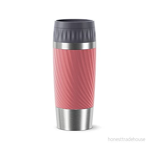 Emsa Easy Twist Resemugg, Rostfritt Stål Plastsilikon, Korall, 360 ml 4009049529035