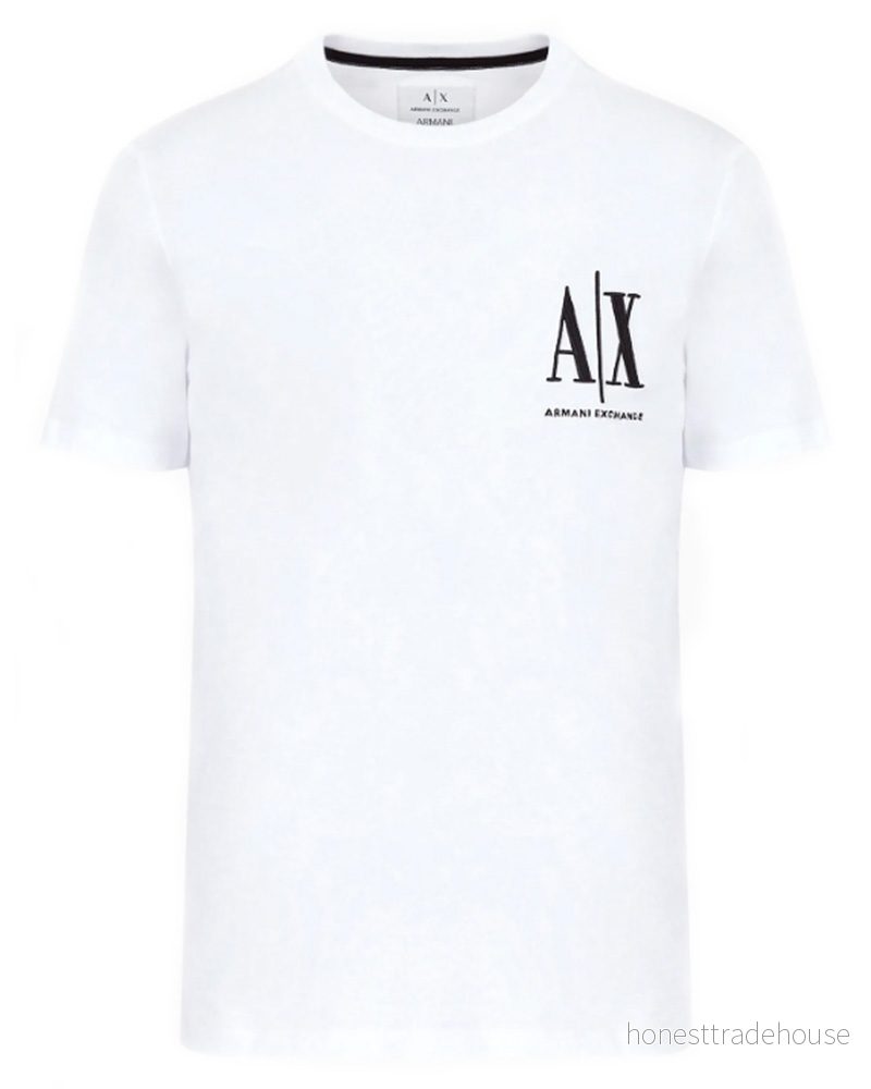 Armani Exchange Icon Chest Graphic T Shirt för män, Vit, XXL 8052130451124