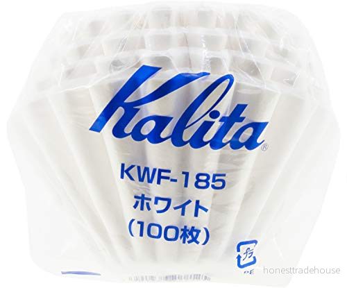 Kalita Vågpapper kaffefilter i större storlek 185 100 antal speciellt hälla över droppare tillverkad Japan, stor, vit 4901369222125