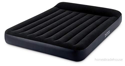 Intex 64143 Materasso Gonfiabile Dura Beam Pillow Rest Classic Matrimoniale, PVC, Nero, 152x203x25 cm 6941057413556