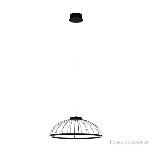 EGLO LED pendellampa bogotenillo, 1 flamig hänglampa vintage, modern, av stål och plast, matbordslampa i svart, vit, vardagsrumslampa, Ø 50 cm 9002759994037