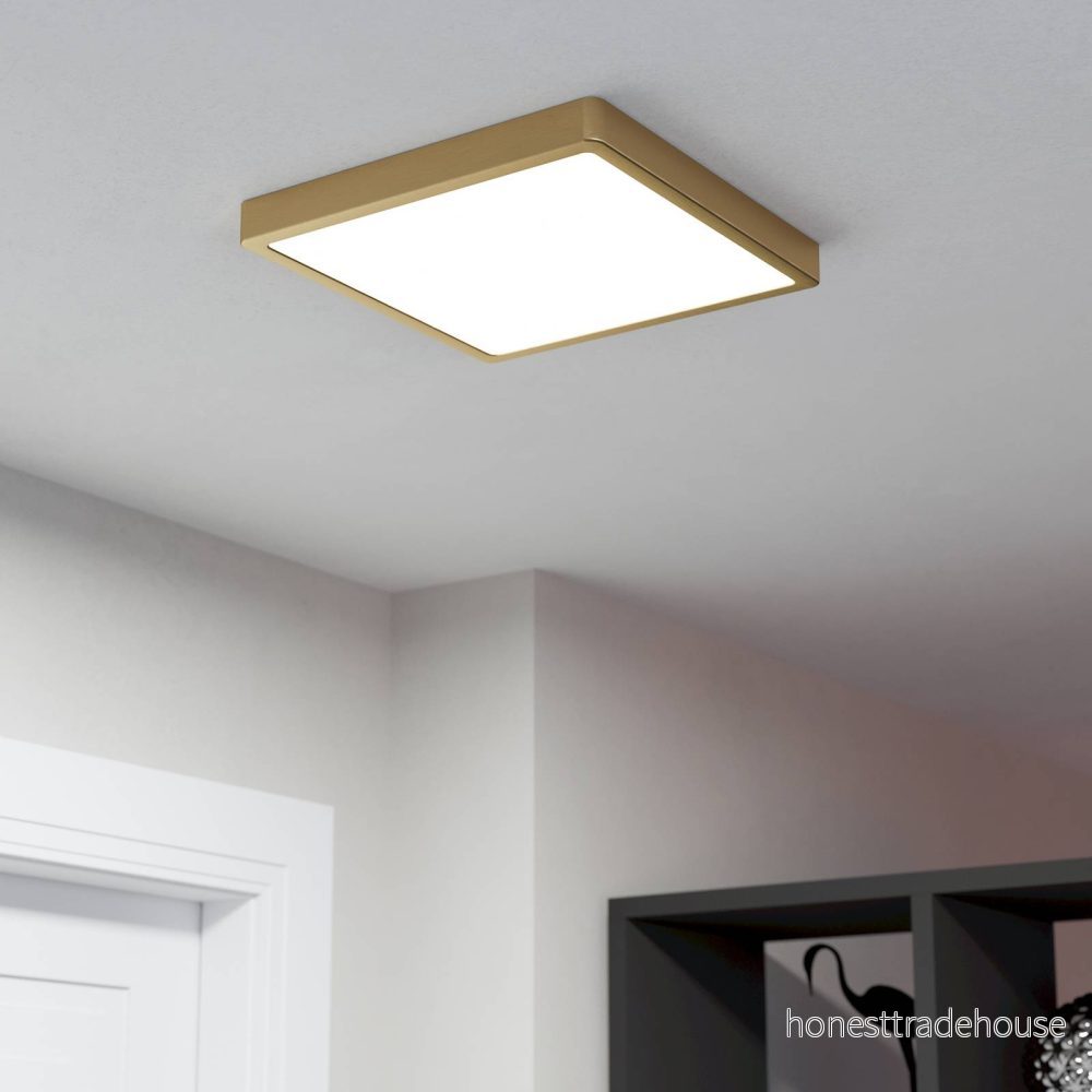 EGLO Utanpåliggande LED panel Fueva 5 IP20 830 mässing 28,5x28,5 9008606229598