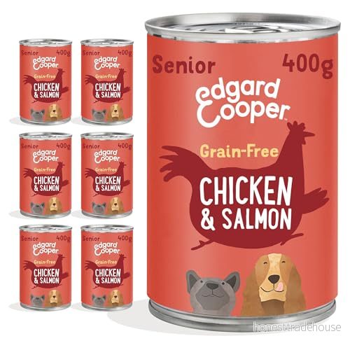 Edgard & Cooper hundmat, Senior, salmon/kyckling, 400 g x 6), fuktig hund, färskt kött och naturliga ingredienser, spannmålsfri, allergivänlig, utan tillsatt socker 5425039485683