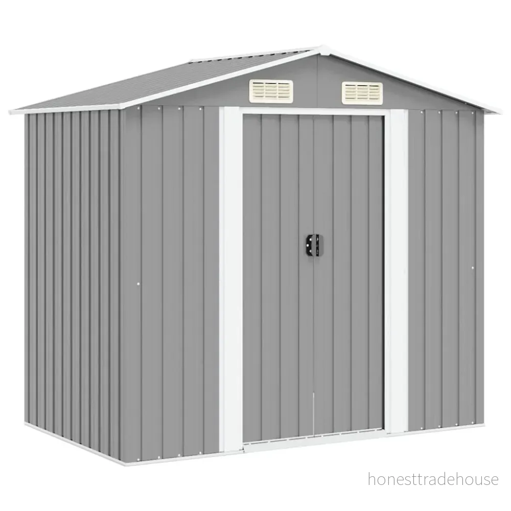 Förvaringsbod i metall grå 204x132x186 cm 8718475505693