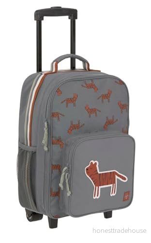 LÄSSIG Barnväska, Trolley, resväska med teleskopstång och hjul för barn, handbagage/Trolley safari tiger, 40 cm, tiger 4042183434681