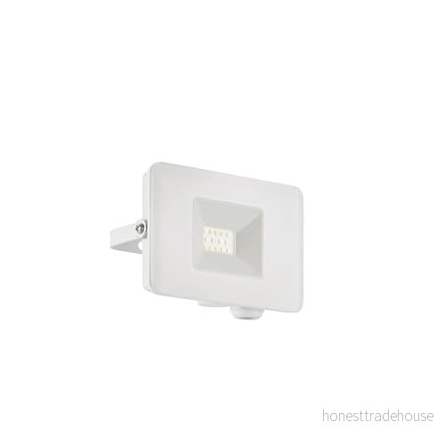 EGLO LED utomhusstrålkastare Faedo 3, 1 glödlampa utomhu, vägglampa av aluminium, färg: vit, glas: klar, 10 watt, IP65 9002759331528