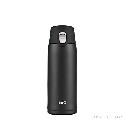 Emsa N21517 Travel Mug Light isoleringsmugg kapacitet: 0,4 l extra smalt format lätt rostfritt stål viklåssystem 100% tät 8 h varm/16 kyla BPA fri svart 4009049541310
