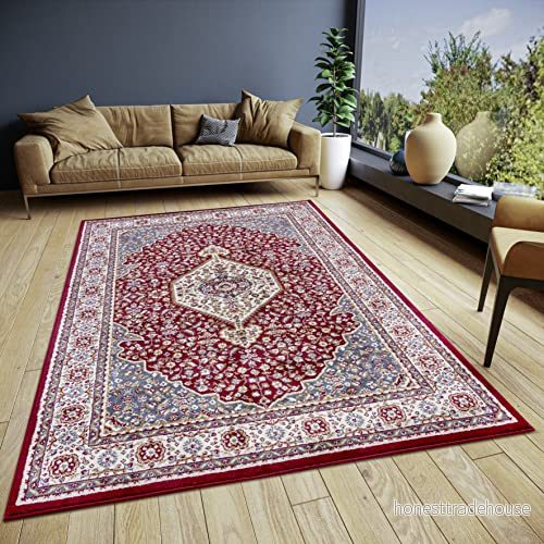Hanse Home Mochi Orientalisk matta löpare, orientaliskt klassisk, tätt vävd med ornament, vintage look, mjuk kort lugg för sovrum, matsal, vardagsrum, hall röd, 160 x 235 cm 4262377775769