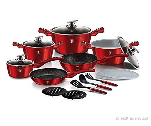 18 pcs cookware set, Metallic Line Burgundy Edition 5999108427022 18 pcs cookware set, Metallic Line Burgundy Edition 5999108427022