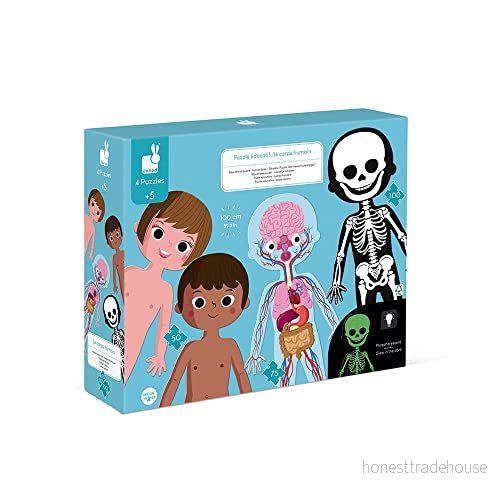 Janod Educational Human BODY Pussel för barn, Storlek: One Size, Multicoloured 3700217326814