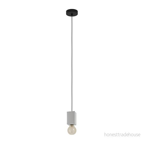 EGLO hängande lampa Prestwick 3, 1 glödlampa pendelbelysning industriell, belysning av betong i grått och metall svart, matbordslampa, vardagsrumslampa hängande, E27 uttag 9002759435974