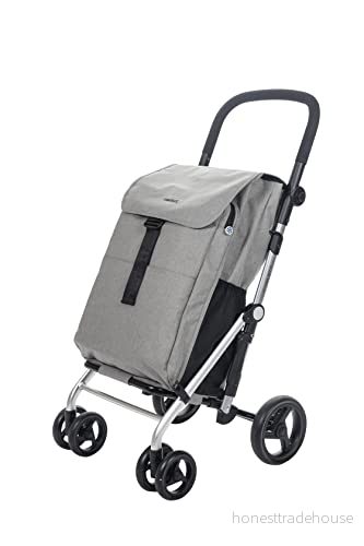 Carlett 4 Wheel Lett470 Classic Family Folding Trolley with Large Capacity, 32 kg, 64L Shopping, 10.5L Thermal Bag and Back Pocket Grey, 32kg, Grå 8436589220447