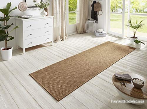 BT Carpet platt tyg löpare Nature 600, passar inomhus och utomhus (100% polypropylen, UV fuktbeständig, lämplig för golvvärme), finns i olika färger storlekar Natur 600 80x150 cm BRUN 4260659063351