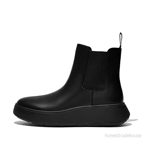 Fitflop Dam F-Mode Läder Flatform Chelsea-stövlar, Helt svart, 36 EU 195305428021