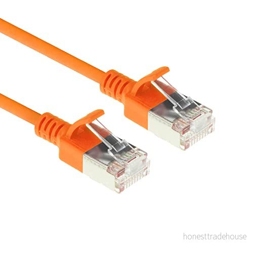 ACT CAT6a nätverkskabel, U/FTP LSZH LAN kabel tunn 3,8 mm slimline, flexibel snagless CAT 6a med RJ45 kontakt, för användning i datacenter, 5 meter, orange DC7105 8716065509809