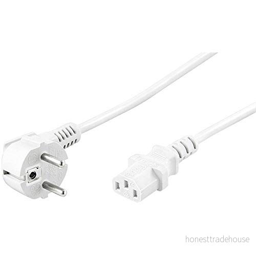 Goobay 95140 IEC kabel 2 m/C13 uttag & 90 graders skyddskontakt vinkelkontakt/universell PC monitor strömkabel C13 strömkabel/vit/2 m 4040849951404