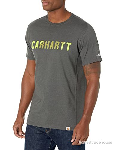 Carhartt Män, Force Relaxed Fit, Midweight kortärmad block, logotyp, grafisk t shirt, Kolljung, M 195836134538
