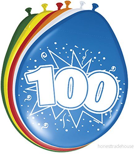 Folat 100 års ballonger 30cm 8 st 8714572083003