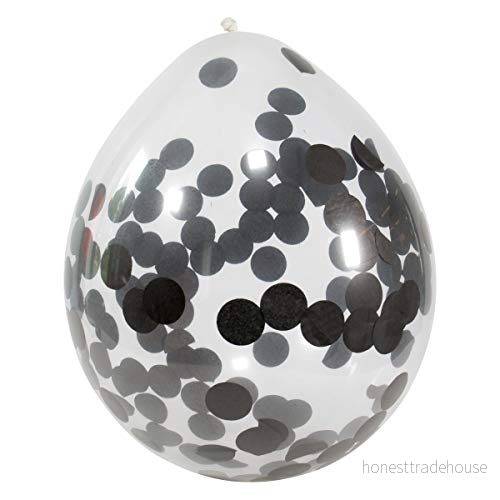 Folat Ballonger med svart konfetti 30 cm 4 st 8714572085991