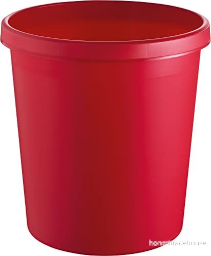 helit H6105825 objektpapperskorg, 18 liter, röd, med handtag runtom, av plast, 1 styck 4012086052411
