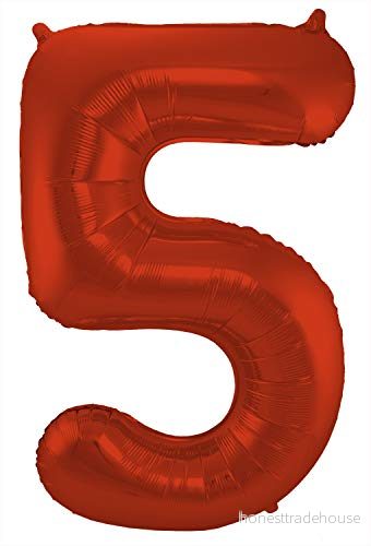 Folat Folieballong Siffror 5 Röd Metallic Matt 86 cm 8714572659857