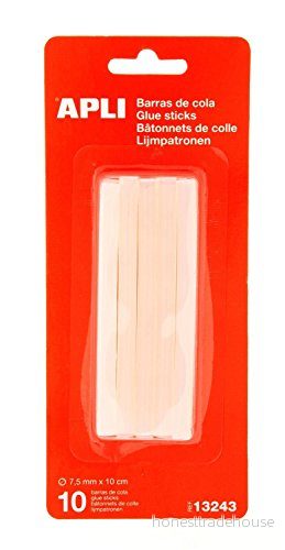 Apli 13243 10 stycken reservsilikonstänger för limning, 7,5 mm, vit 8410782132431