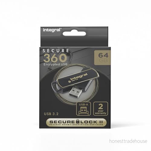 Integral Memory INFD64GB360SEC3.0 USB 3.0 pinne med SecureLock programvara svart/guld 5055288427754