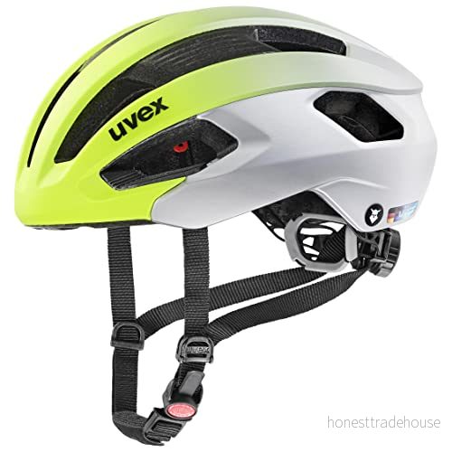 uvex rise cc Tocsen säker performancehjälm för dam och herr inkl. kraschsensor optimerad ventilation neon yellow silver matt 56 59 cm 4043197347523