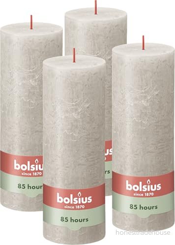 ’BOLSIUS Rustic Pillar Candle Light Grey 19 cm Pack 4 8717847148131 ’BOLSIUS Rustic Pillar Candle Light Grey 19 cm Pack 4 8717847148131