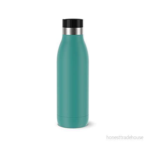 Emsa N31102 Bludrop Color vattenflaska 0,5 liter 100% tät Quick Press förslutning Ergonomisk 360 dricknjutning 12 h varm, 24 timmar sval rostfritt stål petrol 4009049537542