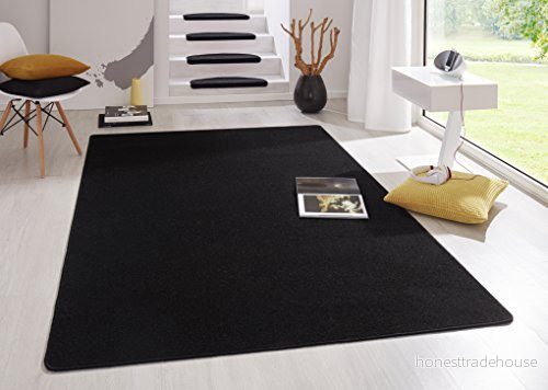 Hanse Home inomhatta Fancy vardagsrumsmatta enfärgad modern velourmatta för matsal, vardagsrum, barnrum, hall, sovrum, kök svart, 200 x 280 cm 4260525250045
