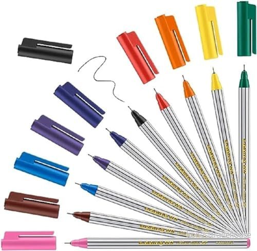 edding 89 fineliner set med 10 ljusa färger extra fin rund spets 0,3 mm tunn fiberpenna för fin, exakt skrivning, understrykning, ritning på kontoret eller hemma och i skolan 4004764032143