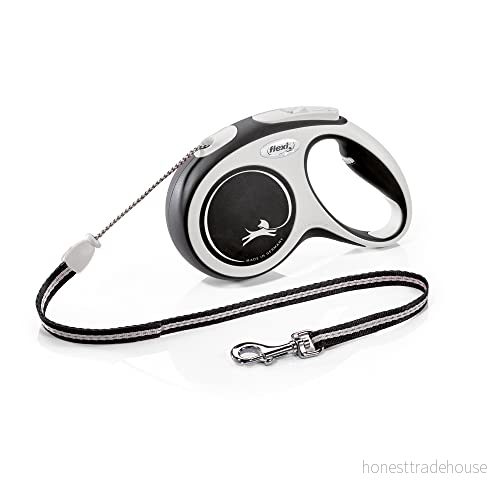Flexi, Leash New Comfort Model, Sladdversion, Särskilt motståndskraftig rem, Avancerat styrsystem, Justerbart handtag för storlekarna M och L, Tillverkad i Tyskland, Svart, 5m 4000498042946