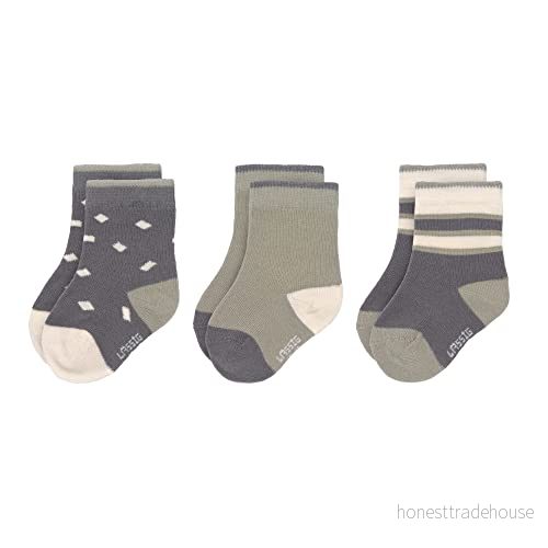 LÄSSIG unisex barn och babystrumpor, set om 3, offwhite, puderrosa, storlek 12 14 4042183428079