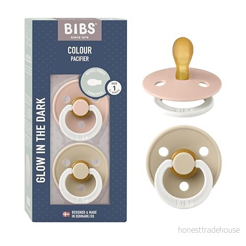 BIBS Colour Latex Symmetrical Size 1 Blush GLOW/Vanilla GLOW 2 pack 5713795249053