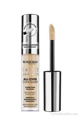 Deborah Milano Vätskekorrigerare 24 timmar Perfect All Over Concealer, 2,1 ljus, långvarig och vattentät, hög täthet, minimerar perfektion, mörka ringar ansiktsdiskromier 8009518388800