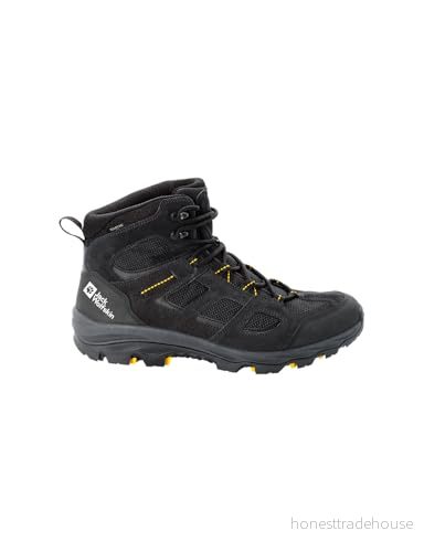 Jack Wolfskin Vojo 3 Texapore Mid, vattentäta herrvandringsskor, ventilerande utomhusskor för män, robusta vandringsskor med bra dämpande sula, 40,5 EU, Black Burly Yellow Xt 2023, 40.5 EU 4064993754865