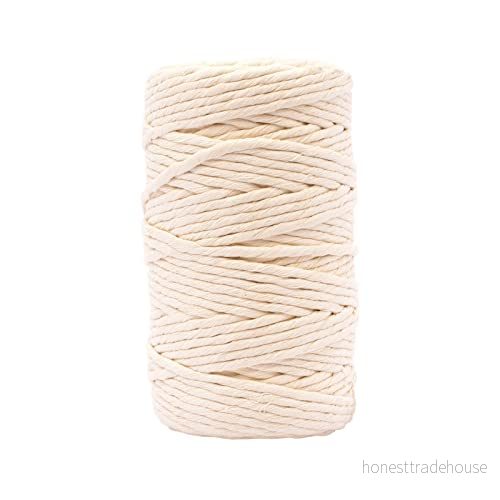 Vaessen Creative makramégarn naturel, 5 mm x 100 m, 100% bomull, finns i olika färger, gör det själv, hantverk av dekoration som blomkorg, vägghängning, vindljus, drömfångare 8716052239412